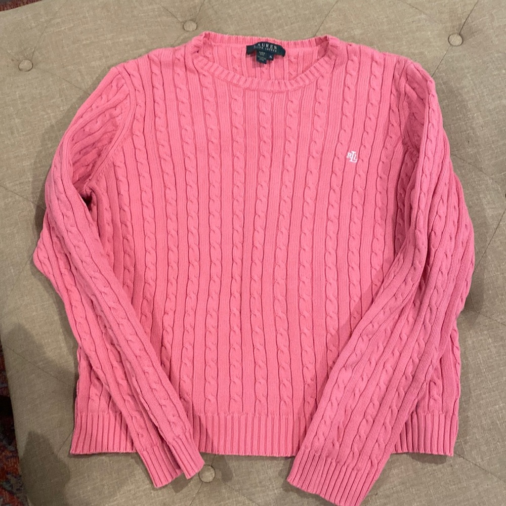 Pink cable knit Ralph Lauren sweater